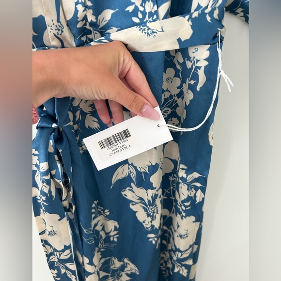 NWT REFORMATION Hedi Silk Blue Floral Midi Dress - Picture 6 of 8